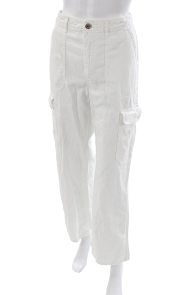 Zara Women Cargo Pants White Cotton Inseam 28in Size 6