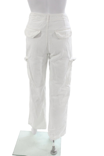 Zara Women Cargo Pants White Cotton Inseam 28in Size 6