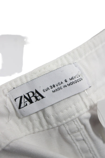 Zara Women Cargo Pants White Cotton Inseam 28in Size 6