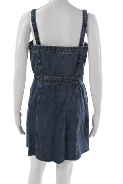 Wilfred Free Women Overall Dress Blue Square Neck Cotton Sleeveless Size S