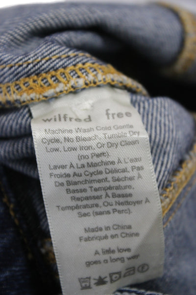 Wilfred Free Women Overall Dress Blue Square Neck Cotton Sleeveless Size S