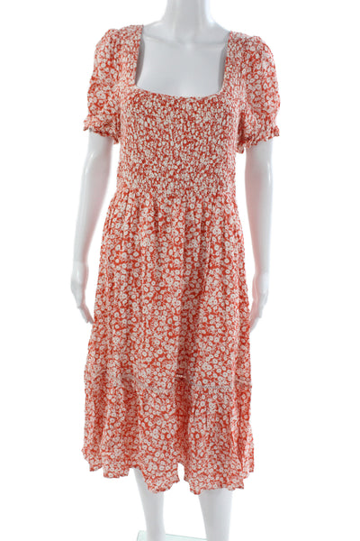 Lost + Wander Womens Sundress Multicolor Floral Square Neck Rayon Midi Size M