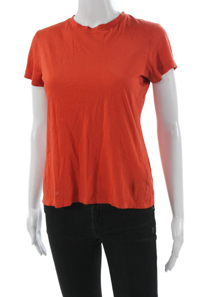 Vince Women Basic Orange Pima Cotton Crew Neck Short Sleeve T-Shirt Size XS