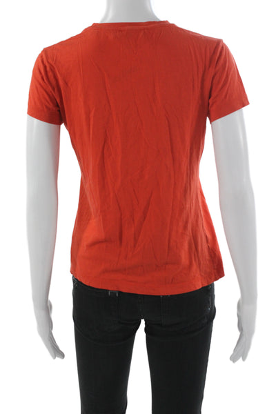 Vince Women Basic Orange Pima Cotton Crew Neck Short Sleeve T-Shirt Size XS