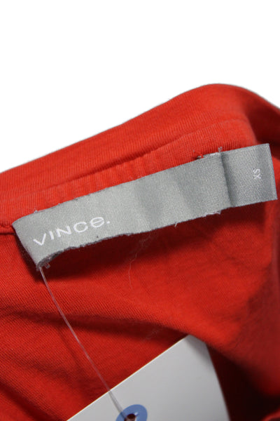 Vince Women Basic Orange Pima Cotton Crew Neck Short Sleeve T-Shirt Size XS