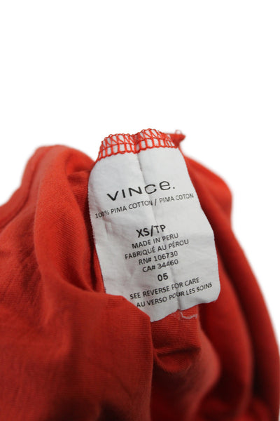 Vince Women Basic Orange Pima Cotton Crew Neck Short Sleeve T-Shirt Size XS