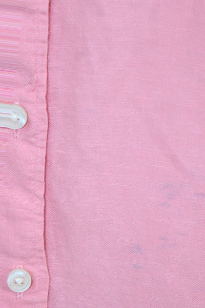 J Crew Womens Pink Linen Collared Button-Up Long Sleeve Basic Top Size S