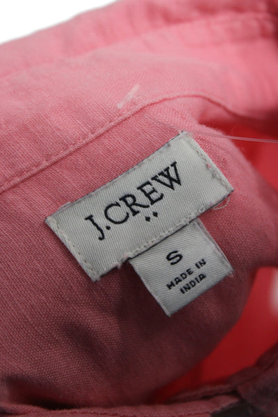 J Crew Womens Pink Linen Collared Button-Up Long Sleeve Basic Top Size S