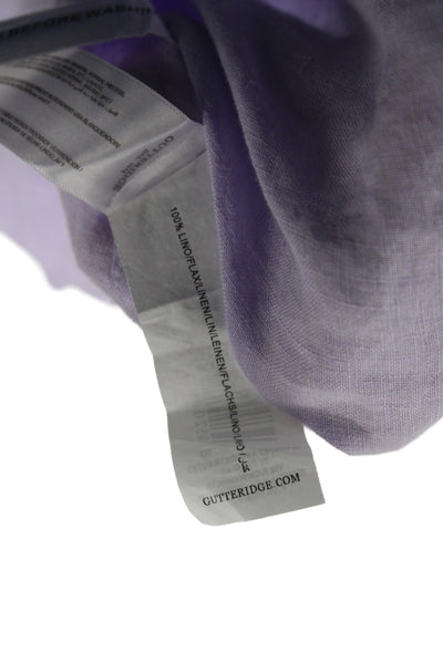 Gutteridge Mens Button Down Linen Collared Long Sleeve Purple Shirt Size 38
