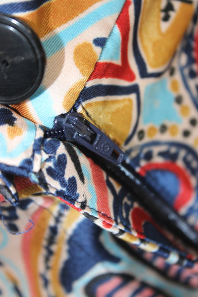 Zara Womens Cropped Paisley Pants Multicolor Polyester Button Bohemian Size S