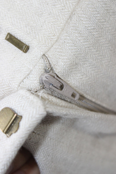 J Crew Women Cropped Linen Herringbone Pants Beige Zip Size 4