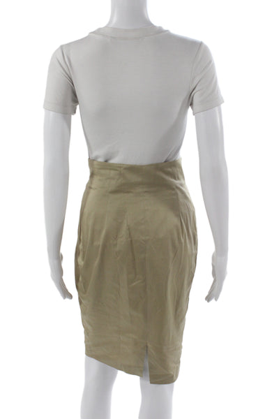 Callaghan Women Straight Pencil Skirt Beige Cotton Button Knee Length Size 42