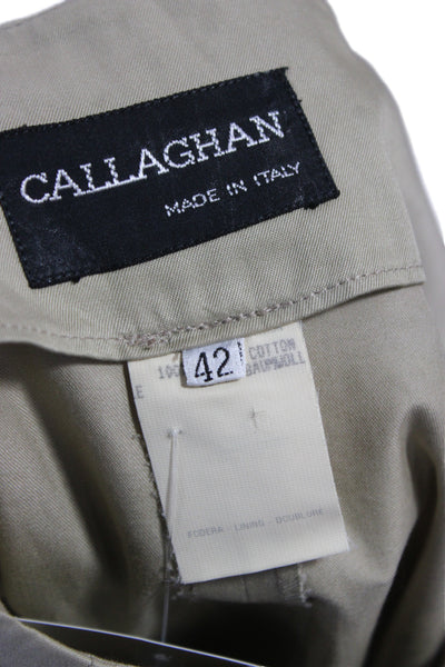 Callaghan Women Straight Pencil Skirt Beige Cotton Button Knee Length Size 42