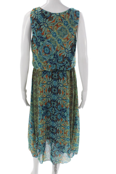 Rabbit Designs Women Blouson Bohemian Paisley V-Neck Midi Dress Multi Size 12