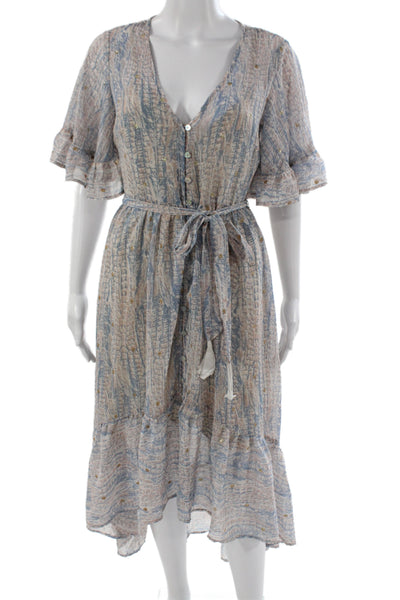 Lovestitch Women Tie Dye V-Neck Button Maxi Dress Multicolor Size S