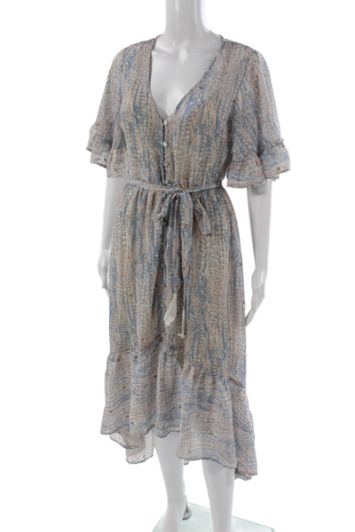 Lovestitch Women Tie Dye V-Neck Button Maxi Dress Multicolor Size S