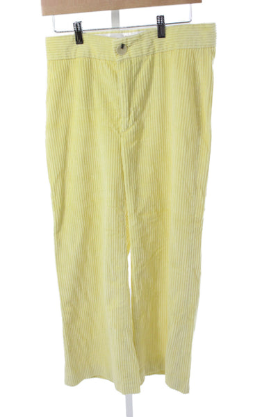 Zara Womens Cropped Yellow Cotton Pants Size M