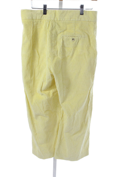 Zara Womens Cropped Yellow Cotton Pants Size M
