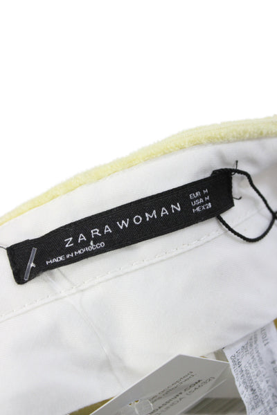 Zara Womens Cropped Yellow Cotton Pants Size M