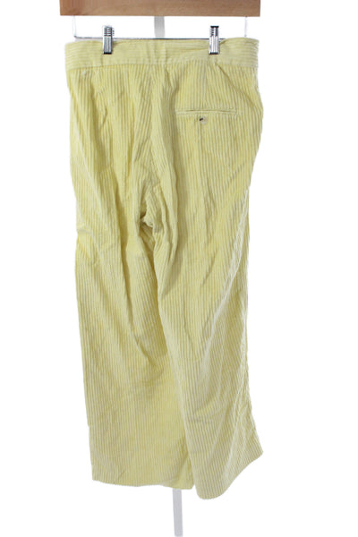 Zara Womens Cropped Yellow Cotton Button Solid 70s Pants Size XS