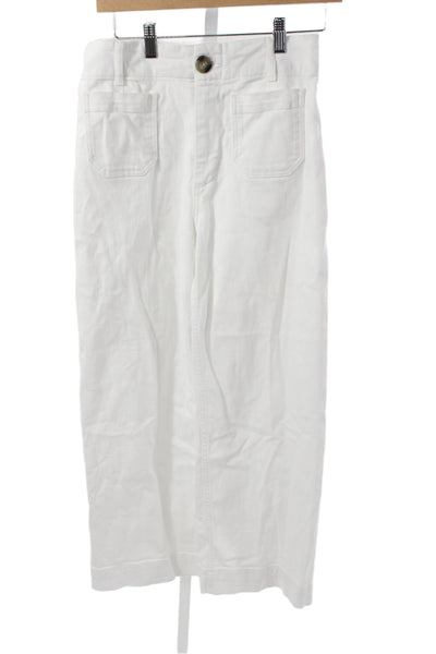 Pilcro Anthropologie Women Cropped White Cotton Pants Nautical Size 26