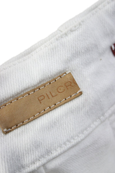 Pilcro Anthropologie Women Cropped White Cotton Pants Nautical Size 26