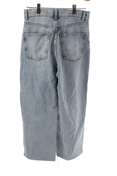 Zara Womens High Rise Wide Leg Blue Jeans Size 4