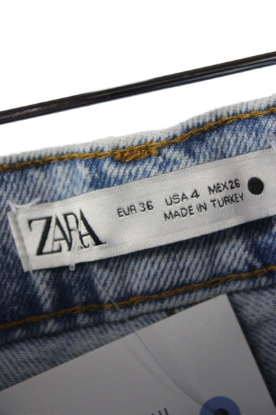 Zara Womens High Rise Wide Leg Blue Jeans Size 4