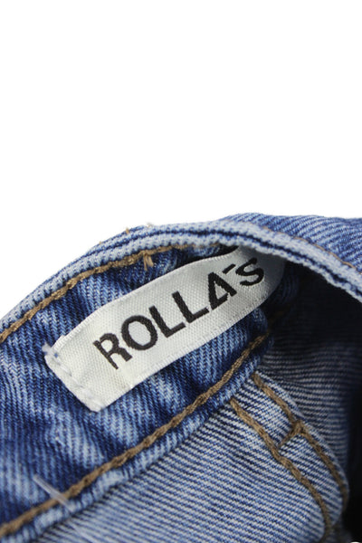Rollas Women Wide Leg Jeans Blue High Rise 100% Cotton Size 28