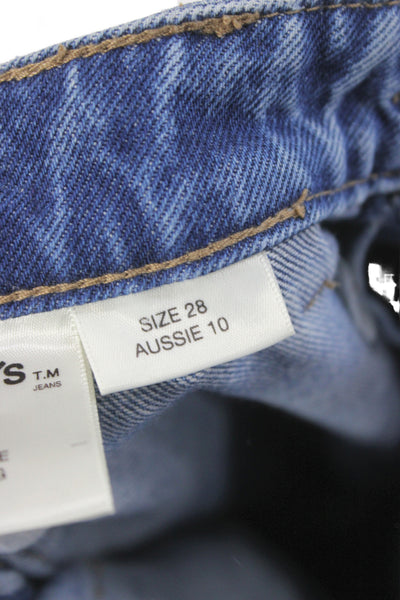 Rollas Women Wide Leg Jeans Blue High Rise 100% Cotton Size 28