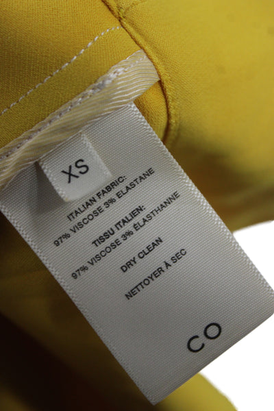 CO Women A-Line Viscose Collared Midi Dress Yellow 3/4 Sleeve Zip Size XS