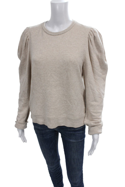 Ulla Johnson Womens Beige Organic Cotton Jersey Tee Crewneck Long Sleeve Size L