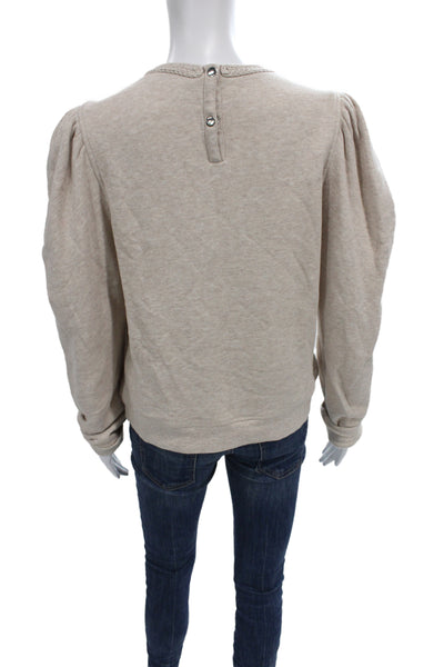 Ulla Johnson Womens Beige Organic Cotton Jersey Tee Crewneck Long Sleeve Size L