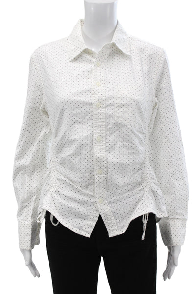 Current/Elliott Womens Polka Dot Cotton Collared Button-Up Long Sleeve Size 1