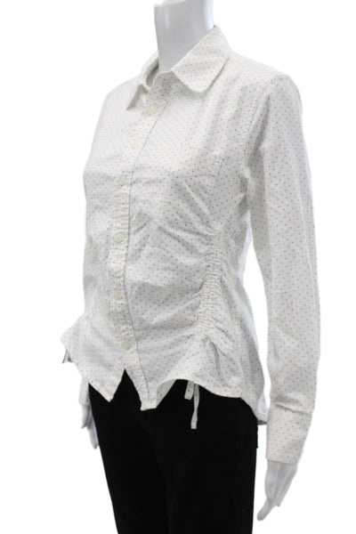 Current/Elliott Womens Polka Dot Cotton Collared Button-Up Long Sleeve Size 1