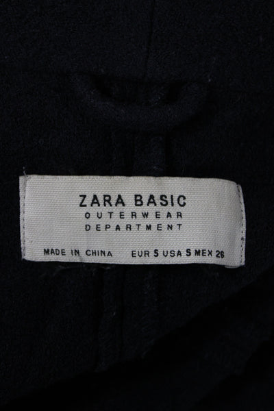 Zara Basic Womens Black Viscose Overcoat Long Sleeve Open Front Fall Size S