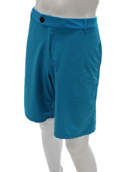 Greyson Mens Athletic Performance Shorts Blue Button Fly Athleisure Size 40