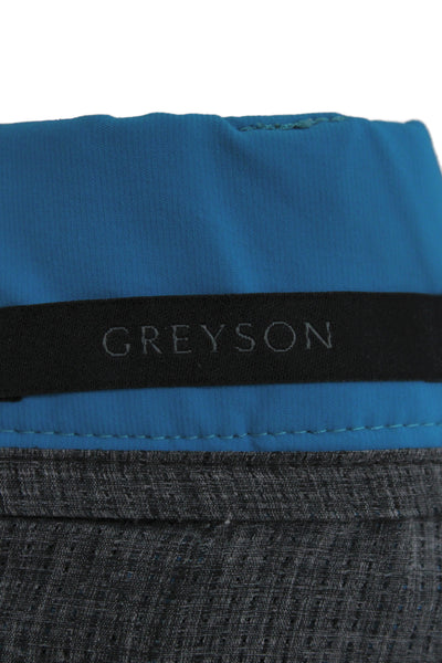 Greyson Mens Athletic Performance Shorts Blue Button Fly Athleisure Size 40