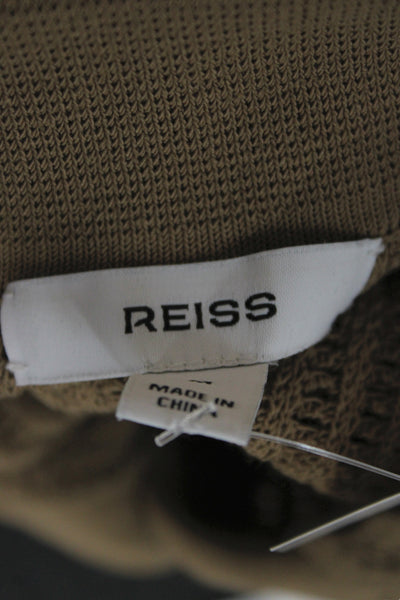Reiss Women Brown Basic Polo Collared Short Sleeve Cotton Size M