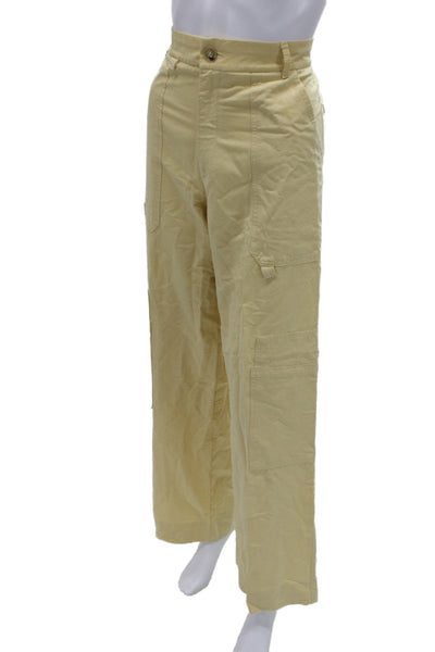 Zara Women Yellow Cargo Pants Size M