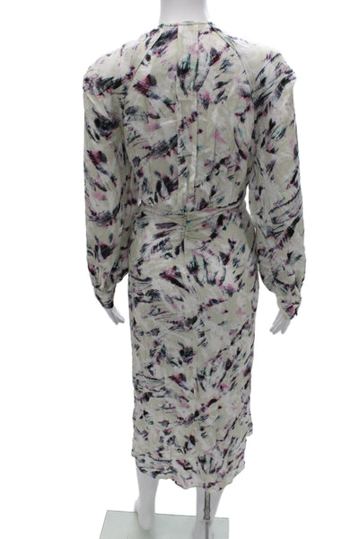 IRO Women Wrap Dress Multicolor V-Neck Long-Sleeve Geometric Size 38 Tall