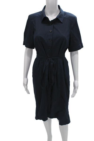 Nanette Lepore Womens Blue Short Sleeve Shirt Dress Collared Button Size 8