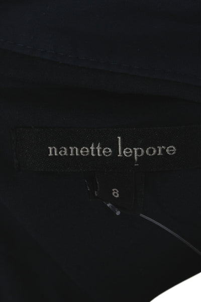 Nanette Lepore Womens Blue Short Sleeve Shirt Dress Collared Button Size 8