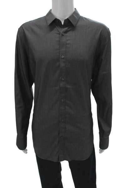 Banana Republic Mens Button Front Long Sleeve Collared Shirt Gray Cotton Size XL