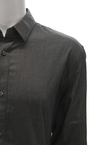 Banana Republic Mens Button Front Long Sleeve Collared Shirt Gray Cotton Size XL