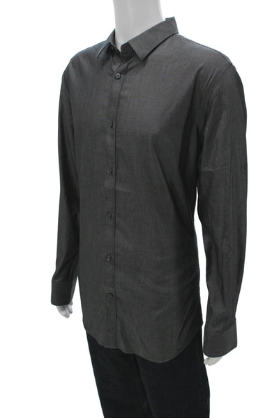 Banana Republic Mens Button Front Long Sleeve Collared Shirt Gray Cotton Size XL