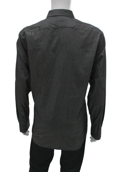 Banana Republic Mens Button Front Long Sleeve Collared Shirt Gray Cotton Size XL
