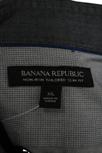 Banana Republic Mens Button Front Long Sleeve Collared Shirt Gray Cotton Size XL