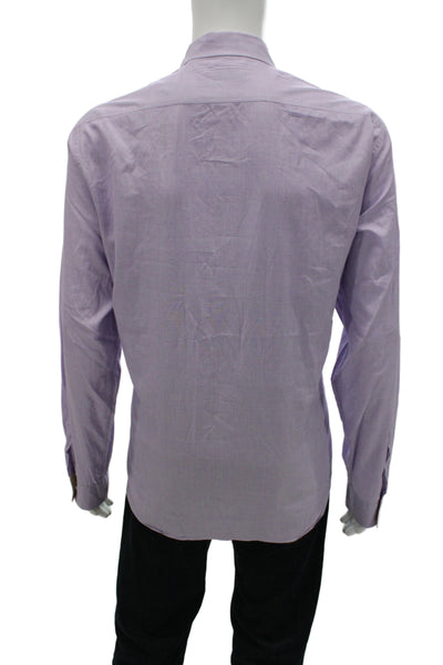 Burberry Brit Mens Button Front Collared Pocket Shirt Purple Cotton Size 2XL