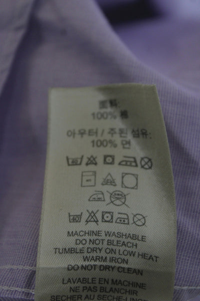 Burberry Brit Mens Button Front Collared Pocket Shirt Purple Cotton Size 2XL